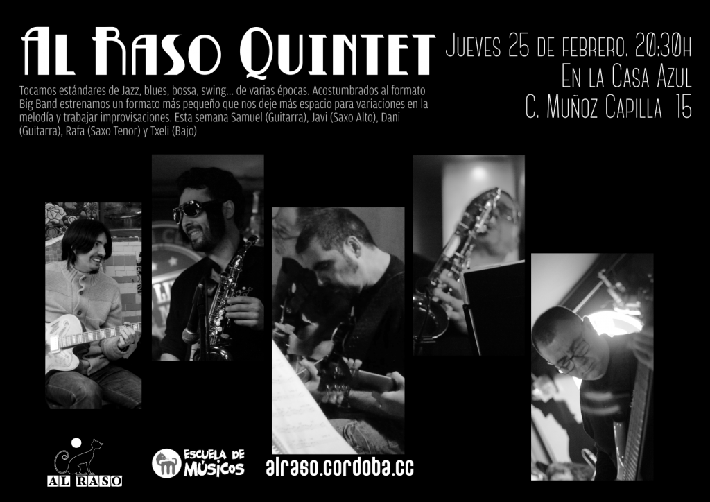 Concierto Al Raso Quintet el 15 de febrero a las 20:30